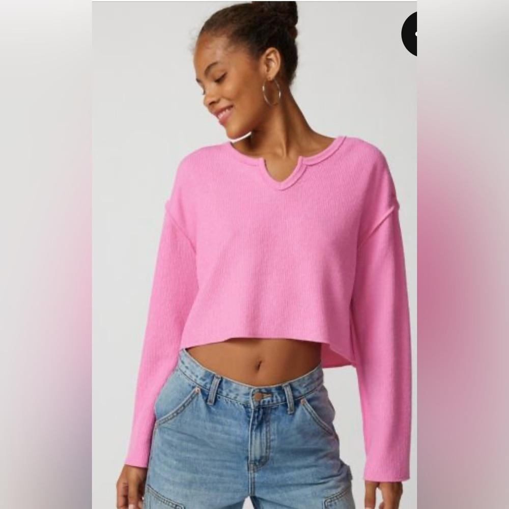 Urban Outfitters UO Parker Notch Neck‎ Long Sleeve Top- Size Small